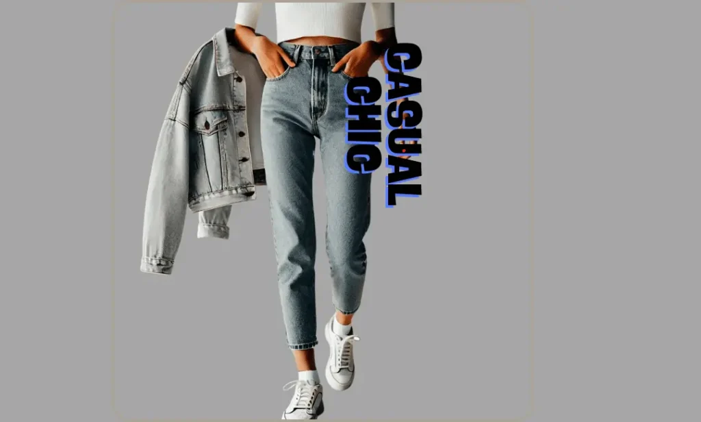 "Casual chic style featuring flare jeans – trendy, laid-back look perfect for elevating everyday fashion with a modern denim outfit."